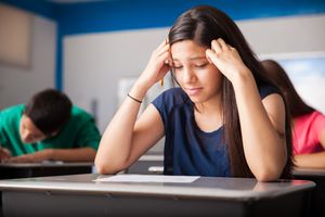 Teen student managing test anxiety